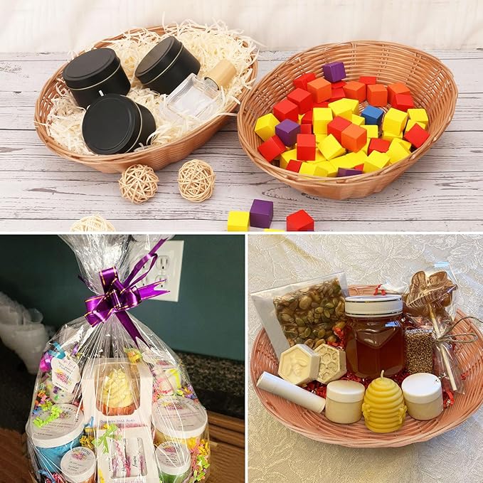 11 Inch Oval Poly Wicker Basket - Bulk, 11 Pack, Bread Serving Baskets for Home & Restaurant Use