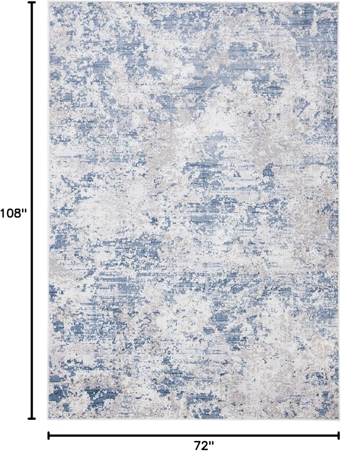 SAFAVIEH Amelia Collection Area Rug - 6' x 9', Grey & Blue, Modern Abstract Design, Non-Shedding & Easy Care, Ideal for High Traffic Areas in Living Room, Bedroom (ALA705F)
