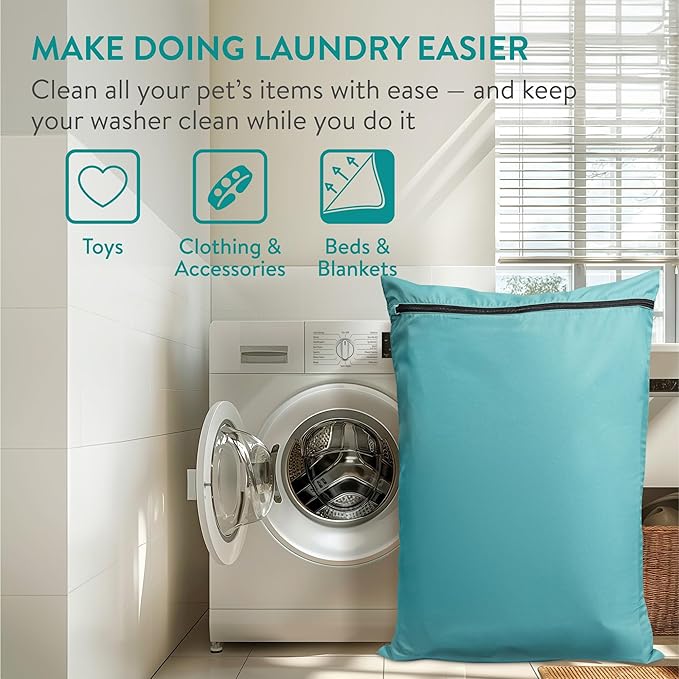 Navaris Pet Laundry Bag - Pet Hair Catcher for Washing Machine to Prevent Dog or Cat Fur Buildup - Wash Bags for Towel, Blankets, Bed, or Bedding - Extra Large