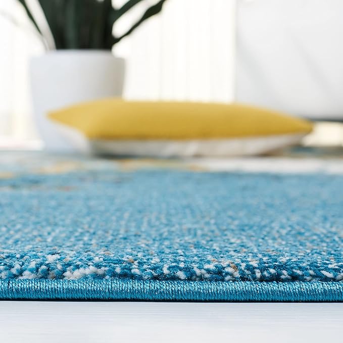 SAFAVIEH Glacier Collection Runner Rug - 2'3" x 12', Blue & Gold, Modern Abstract Design, Non-Shedding & Easy Care, Ideal for High Traffic Areas in Living Room, Bedroom (GLA125M)