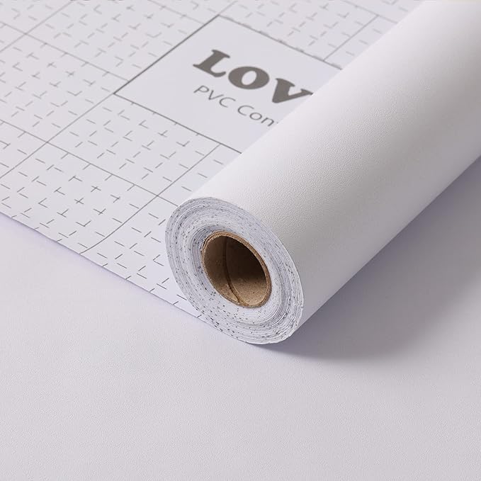 White Contact Paper - 15.7 x 500 Inch Peel and Stick Wallpaper, Matte White Wallpaper, Self Adhesive and Removable Decorative Contact Paper for Cabinets,Stand Liner, Table and Door Makeover Decor