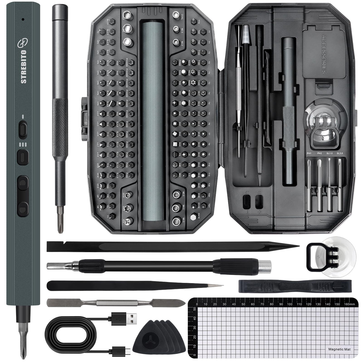 STREBITO Electric Screwdriver, 155 in 1 Precision Electric - Image 1