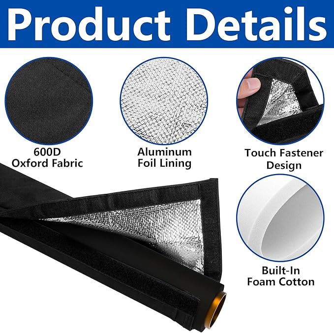 3 Layers Outdoor Pipe Cotton Insulating Tube, 24 x 12 Inch 600D Water Pipe Insulation Wrap, Universal Winter Pipes Insulation Sleeve for Freeze Protection