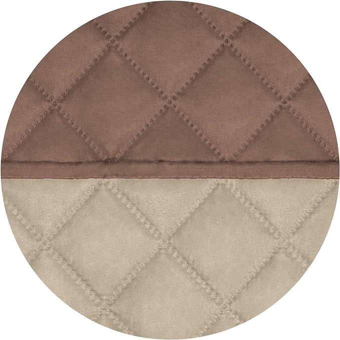 PureFit Reversible Quilted Sofa Cover, Water Resistant Slipcover Furniture Protector, Washable Couch Cover with Non Slip and Elastic Straps for Kids, Dogs, Pets (Small Recliner, Brown/Beige)