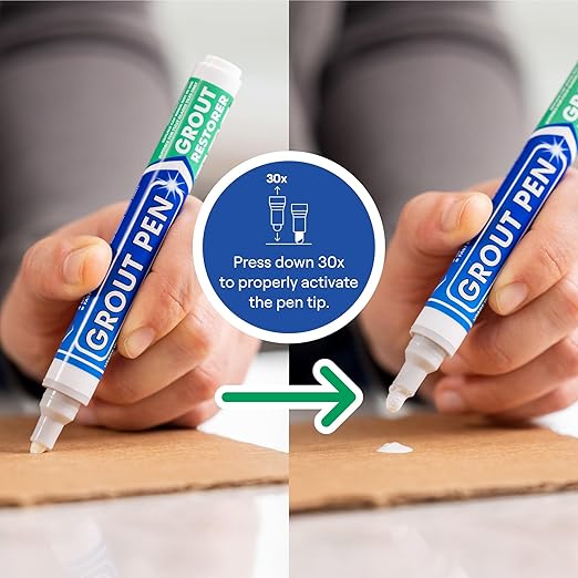 Grout Pen Tile Paint Marker: Waterproof Grout Paint, Tile Grout Colorant and Sealer Pen - Winter Grey, Wide 15mm Tip (20mL)
