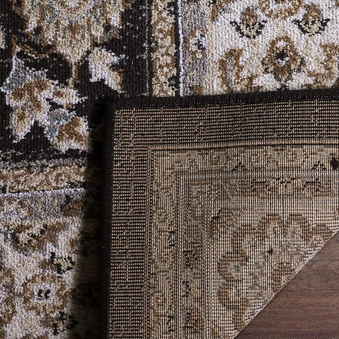 SAFAVIEH Lyndhurst Collection Area Rug - 7' Square, Anthracite & Cream, Traditional Oriental Design, Non-Shedding & Easy Care, Ideal for High Traffic Areas in Living Room, Bedroom (LNH340D)