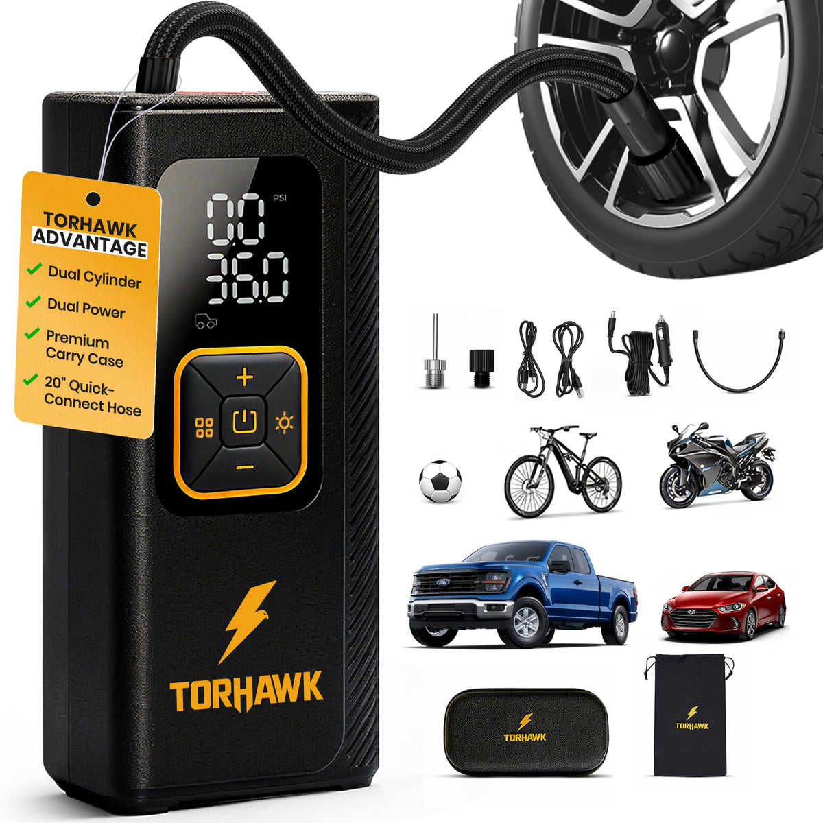 Portable Tire Inflator for Car, Air Pump for Car Tires - Image 1