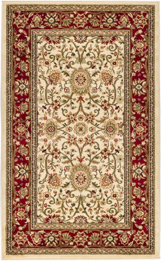SAFAVIEH Lyndhurst Collection Accent Rug - 3'3" x 5'3", Ivory & Red, Traditional Oriental Design, Non-Shedding & Easy Care, Ideal for High Traffic Areas in Entryway, Living Room, Bedroom (LNH212K)