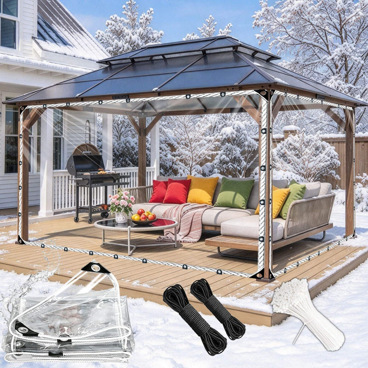 Clear Tarps 7x14ft 14Mil Heavy Duty Waterproof Cover - Image 1