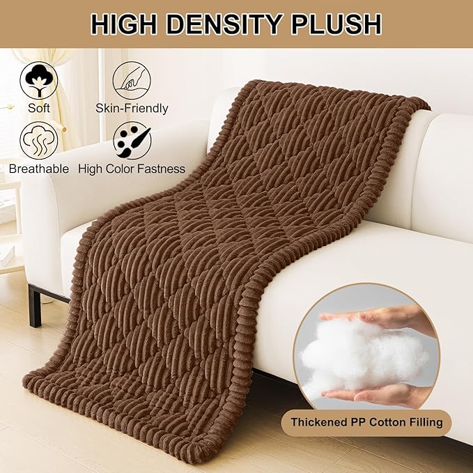Smiry Pet Couch Cover for Dogs Washable, Non-Slip Fuzzy Couch Covers for 3 Cushion Sofa Pet Friendly, Soft Thick Furniture Protector Sofa Slipcover Mat for Dogs (Chocolate, 27.6" x 70.9")