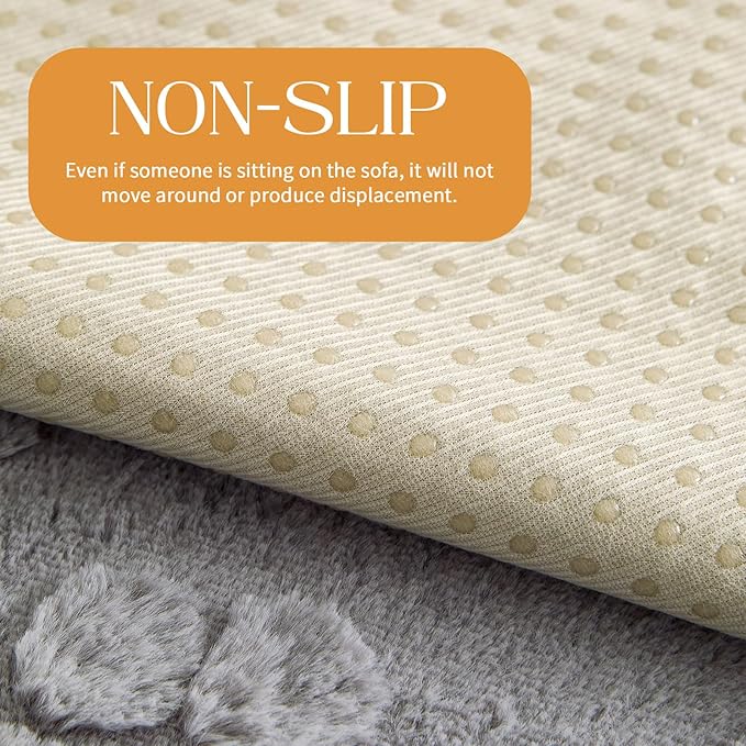 Waterproof Couch Cover for Dogs Washable,Fuzzy Pet Couch Covers for Sofa,Thick Soft Dog Mat Non-Slip Couch Covers for 3 Cushion Couch Sofa Pet Friendly (Grey, 23 * 23(2pcs))