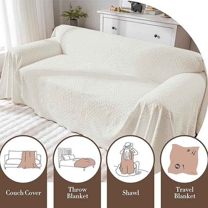 Waterproof Couch Cover, Reversible Washable Anti-Slip Loveseat Sofa Covers with 2 Cushions, Sectional Couch Covers for Pets, Sofa Slipcovers for Dogs Cats (71x91 in/Beige)