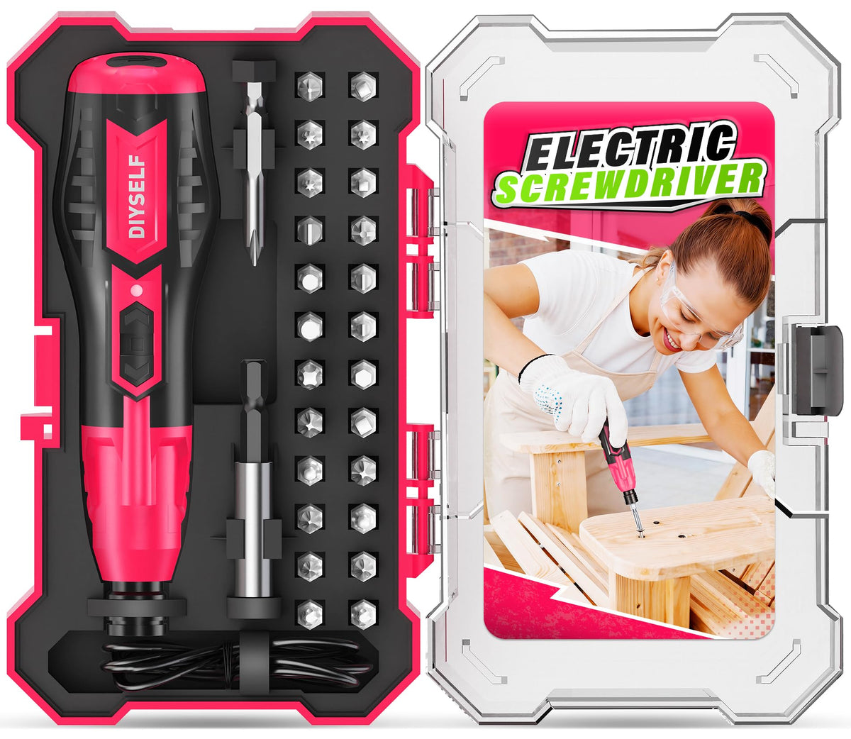 DIYSELF Electric Screwdriver, Cordless Power Screwdriver Set - Image 1