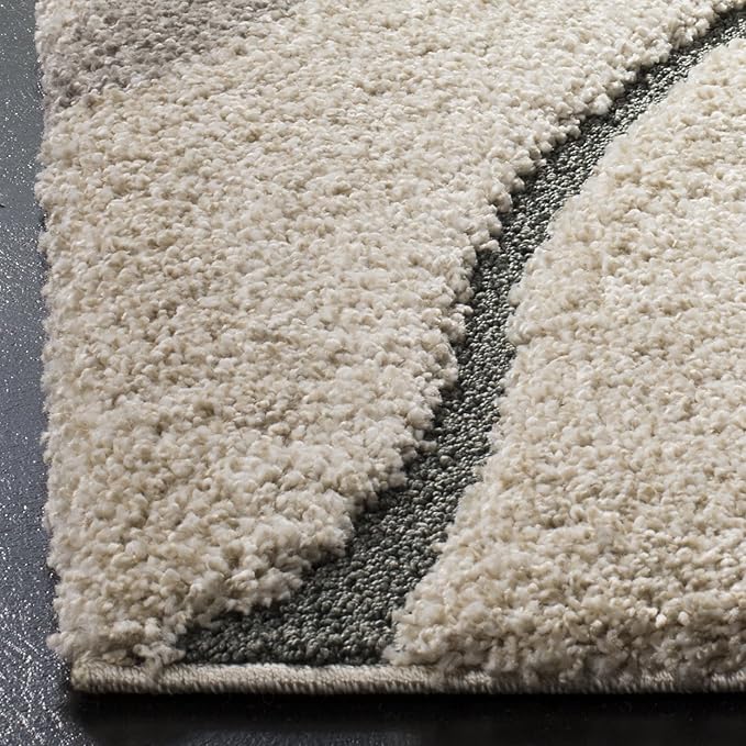 SAFAVIEH Florida Shag Collection Accent Rug - 3'3" x 5'3", Cream & Light Blue, Non-Shedding & Easy Care, 1.2-inch Thick Ideal for High Traffic Areas in Entryway, Living Room, Bedroom (SG472-1160)