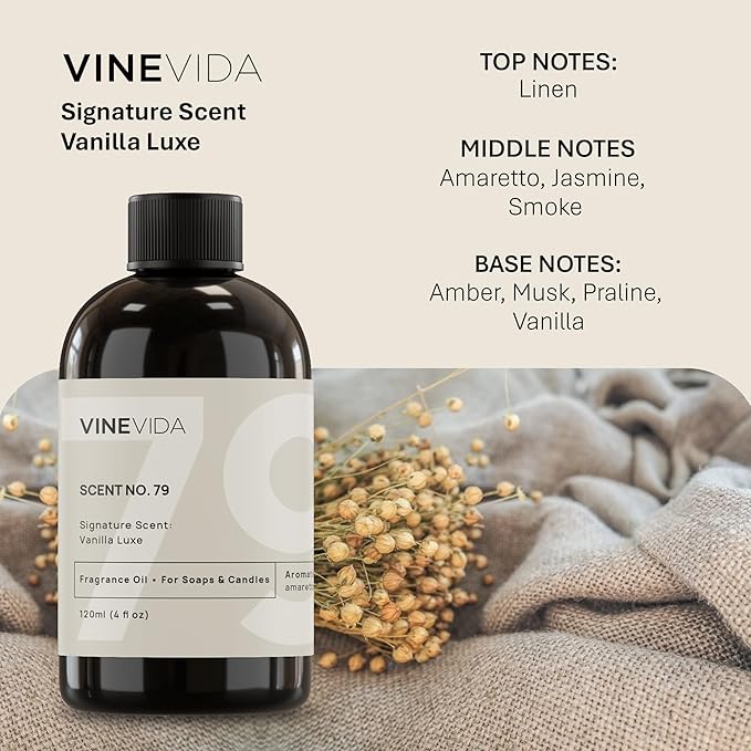 VINEVIDA [4oz] Vanilla Luxe Fragrance Oil for Candle & Soap Making - Natural Candle Scents Made in USA