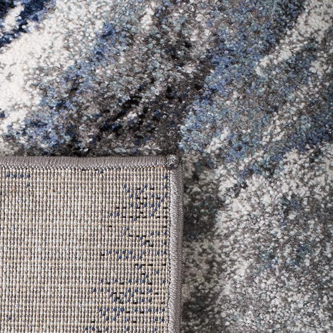 SAFAVIEH Galaxy Collection Area Rug - 5'3" Square, Blue & Grey, Modern Abstract Design, Non-Shedding & Easy Care, Ideal for High Traffic Areas in Living Room, Bedroom (GAL117M)