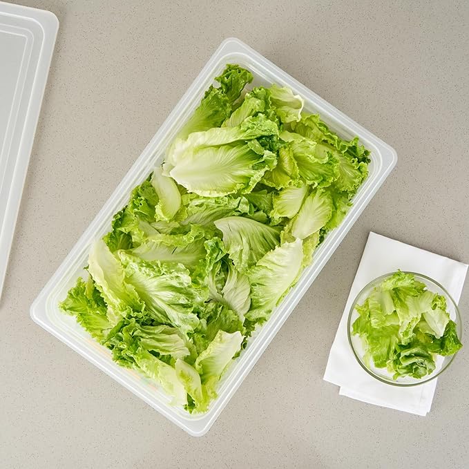 Restaurantware Food Storage Container 10 Pack of 20.7 x 12.6 x 5.9 Inches Plastic Stackable Storage Box White Reusable Label Container Dishwasher Safe For Restaurants And Kitchens