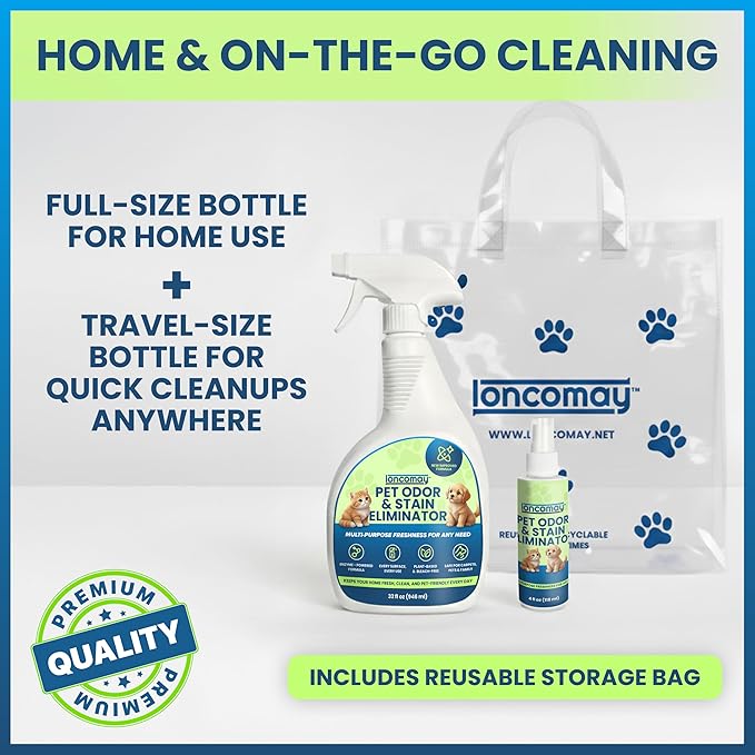 Stain & Odor Eliminator for Strong Odor, Enzyme Pet Odor Eliminator for Home, Carpet Stain Remover for Cat & Dog Urine, Kit