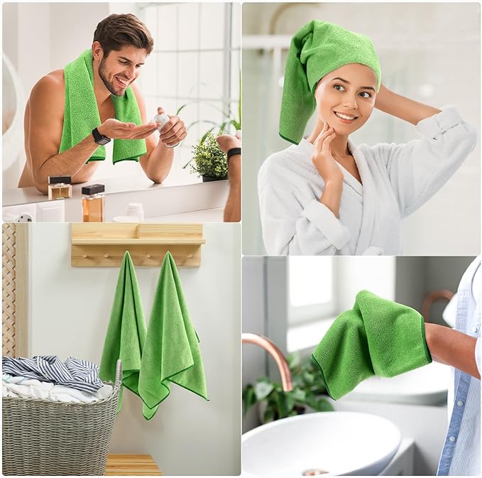 Shimeyao 40 Pack Bleach Proof Towels Microfiber Absorbent Resistant Hair Hand Towels Bulk Quick Dry for Barber Gym Bath Spa Shaving (Sage Green,16 x 29 Inch)