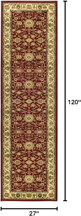 SAFAVIEH Lyndhurst Collection Runner Rug - 2'3" x 10', Red & Ivory, Traditional Oriental Design, Non-Shedding & Easy Care, Ideal for High Traffic Areas in Living Room, Bedroom (LNH212F)