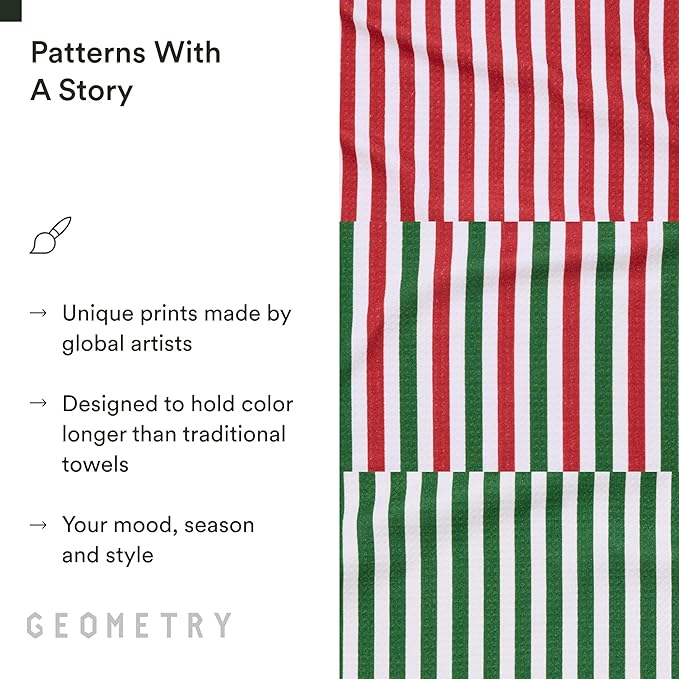 GEOMETRY Christmas Kitchen Towels - Quick Dry Microfiber Cloth Dish Towels for Kitchen Drying - Premium Quick Dry Towel 3-Pack Set - Jubilee Tea Towel