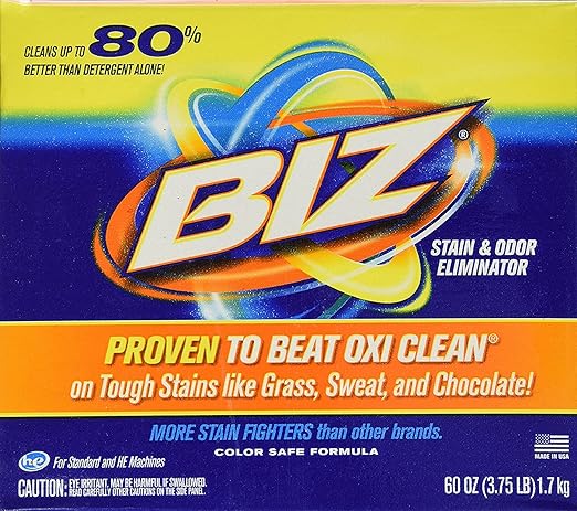 Biz Laundry Detergent Powder Booster, Stain & Odor Removal - 4-Pack, 60 Ounce Boxes