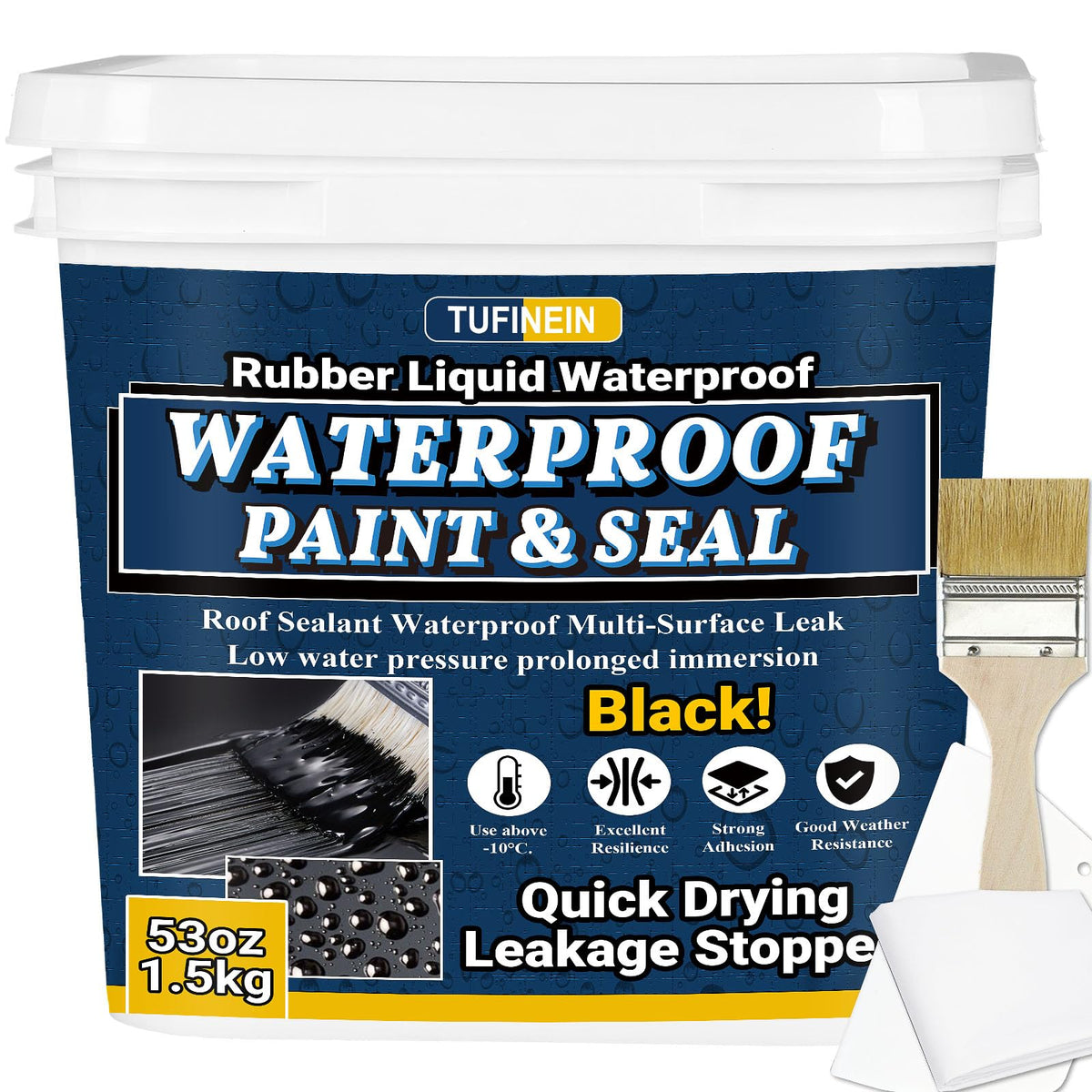Rubber Liquid Waterproof Sealant, TUFINEIN 53oz/1.5kg | Home Repair - Image 1