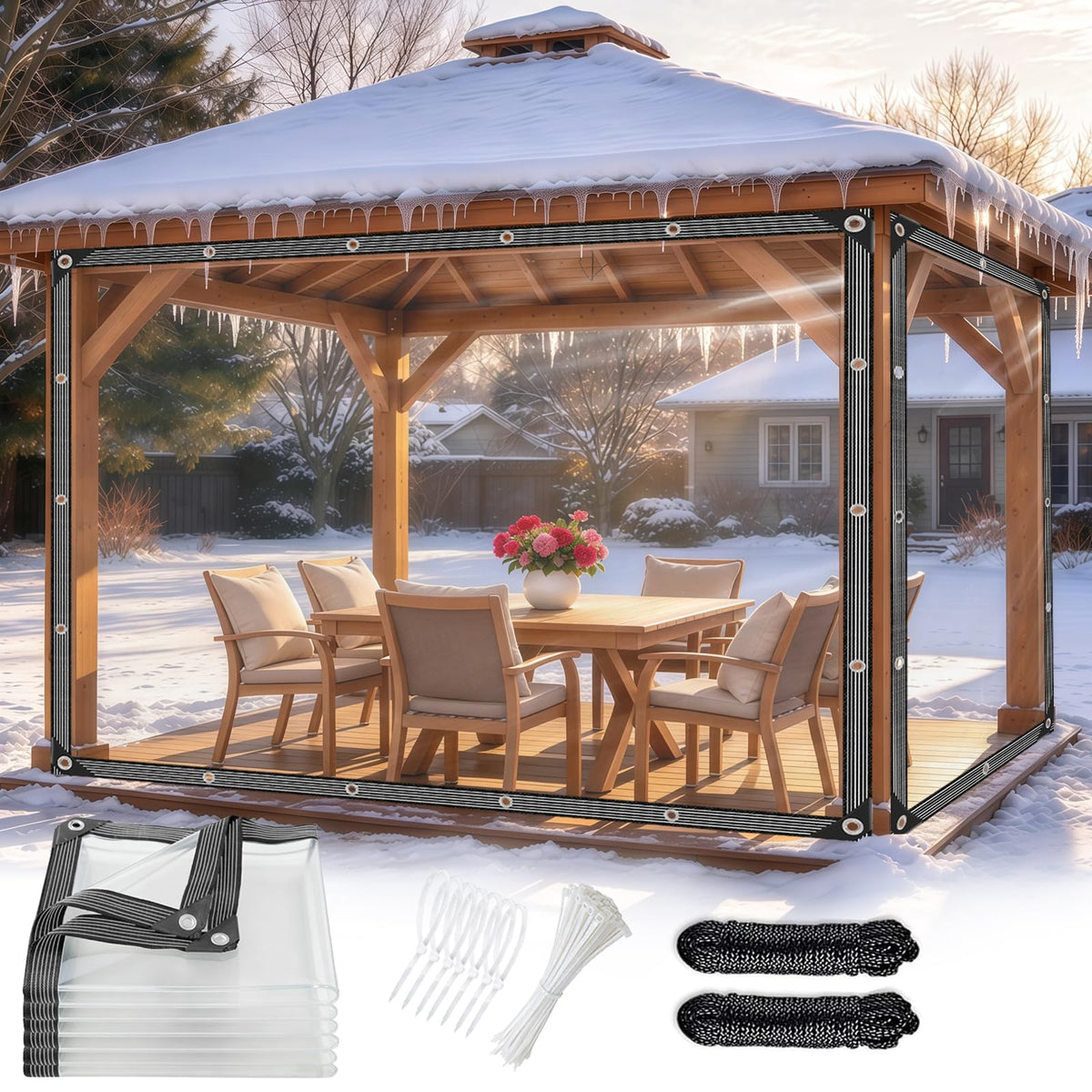 Koksa Clear Tarps 4x10Ft Heavy Duty Waterproof Clear Tarp 14Mil - Image 1