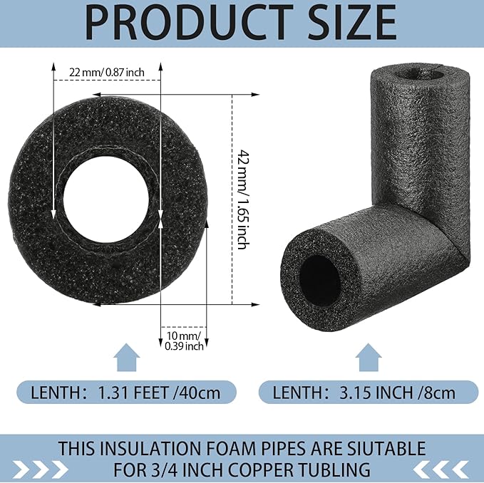 16 Pack Elbow Pipe Insulation Foam Tube Outdoor Wrap Black Pipe Covers Elbow Insulation Tubing Water Foam Covers for Outdoor Winter Irrigation, Sprinkler (3/4 Inch)