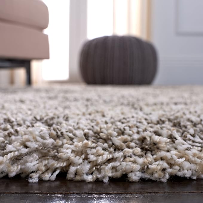 SAFAVIEH Hudson Shag Collection Area Rug - 2'3" x 12' Runner, Ivory/Grey, Geometric Design, Plush 1.9 Inch Thick Ideal for High Traffic Areas in Living Room, Bedroom, Dining (SGH206A)