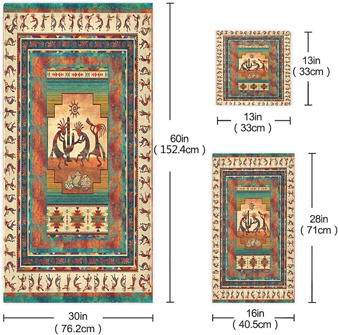 Kokopelli Bath Towels Set,Absorbent Soft 3 Piece Southwest Native American Ethnic Tribal Towels for Bathroom,1 Bath Towel 1 Hand Towel 1 Washcloth,Decoractive Guest Bathroom Towels,Brown