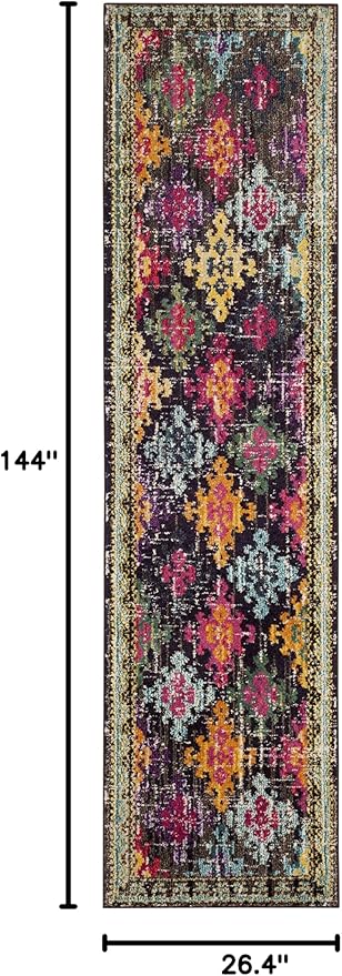 SAFAVIEH Monaco Collection Runner Rug - 2'2" x 12', Multi, Boho Diamond Trellis Design, Non-Shedding & Easy Care, Ideal for High Traffic Areas in Living Room, Bedroom (MNC244F)