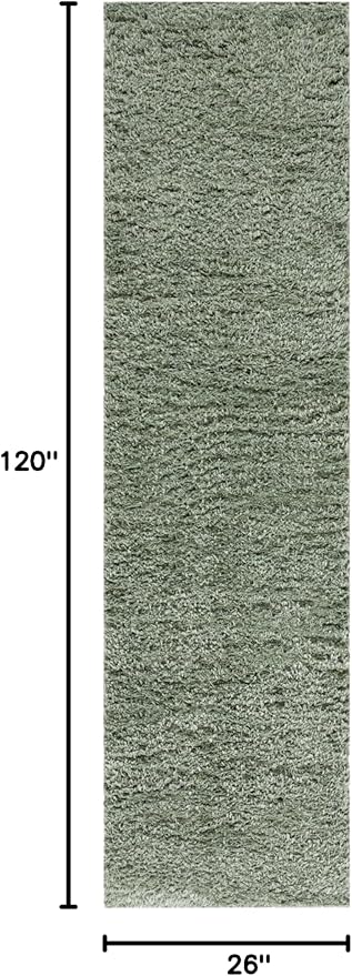 SAFAVIEH Lindsay Shag Collection Runner Rug - 2'2" x 10', Green, Non-Shedding, 1.8-inch Thick, Ideal for Living Room, Hallway, Foyer, Bedroom (LNS560Y-210)