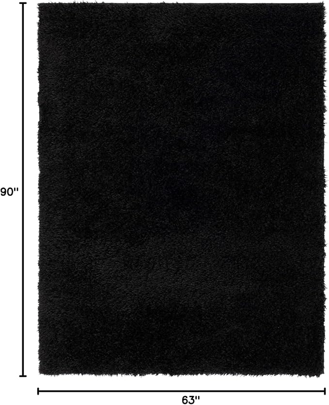 SAFAVIEH Lindsay Shag Collection Area Rug - 5'3" x 7'6", Black, Contemporary Design, Ideal for High Traffic Areas in Living Room, Bedroom & Dining Room (LNS560Z-5)