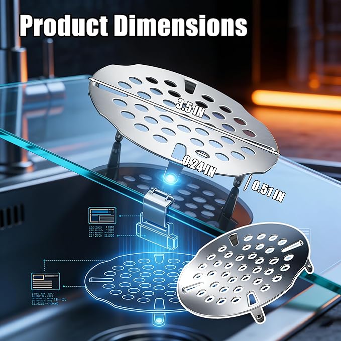 3.5 Inch Commercial Sink Strainer, Durable Drain Cover for Most 3-Tier & Commercial Sinks, Twist Design for Easy Installation, 4-Pack