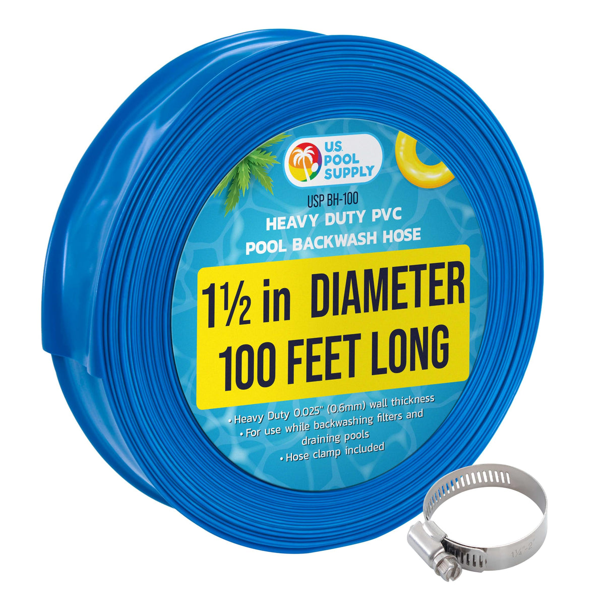 U.S. Pool Supply Pool Backwash Hose 1.5" x 100', PVC Discharge - Image 1