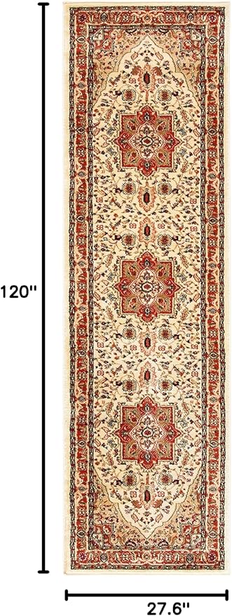 SAFAVIEH Lyndhurst Collection Runner Rug - 2'3" x 10', Ivory & Rust, Traditional Oriental Design, Non-Shedding & Easy Care, Ideal for High Traffic Areas in Living Room, Bedroom (LNH330R)