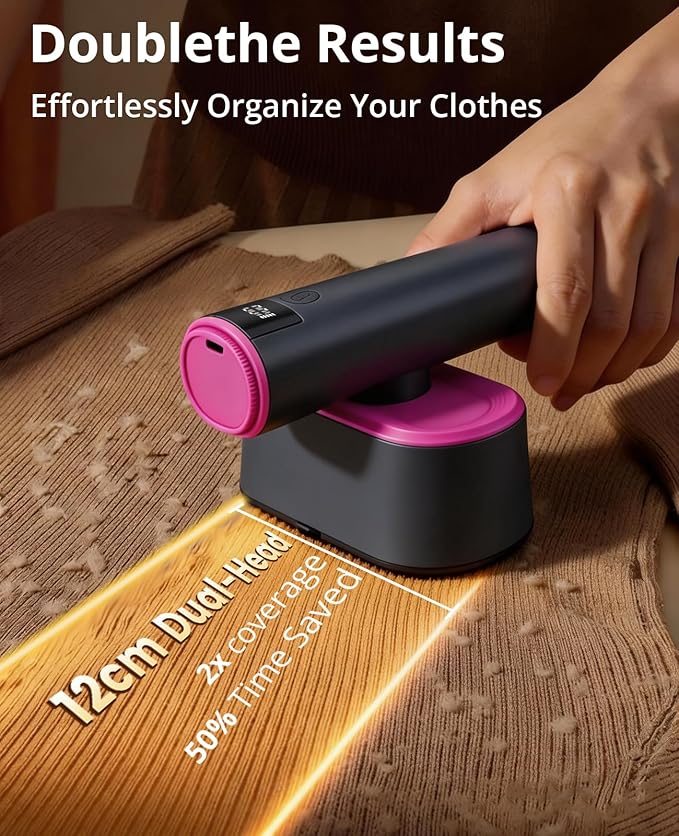 Fabric Shaver, 2-in-1 Rechargeable Lint Shaver with Dual Shaving Heads, Digital LED Display, 6-Leaf Blades, 2-Speed Sweater Shaver to Remove Pilling & Fuzz from Clothes, Furniture, Couch