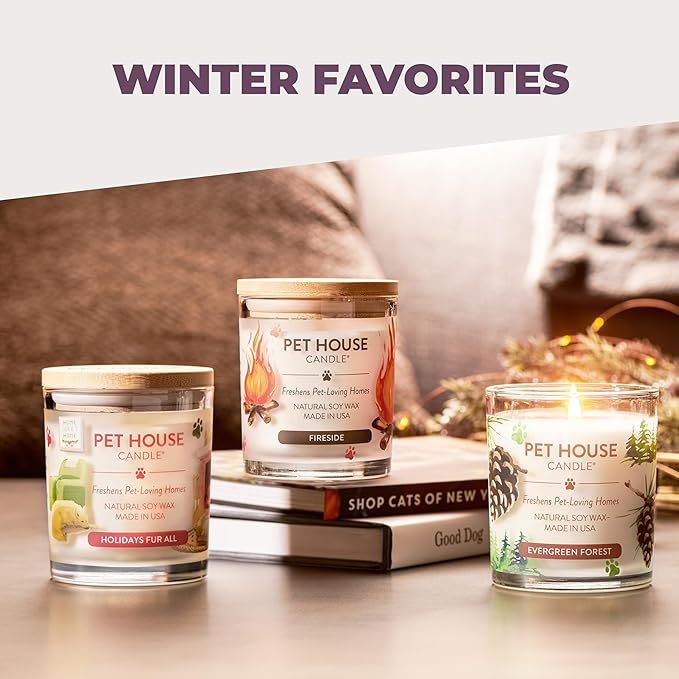 One Fur All Pet House Candle 2 Pack - Plant-Based/Soy - Clean Burning Scented, Long Lasting Pet Odor Candle for Home - Lavender Green Tea