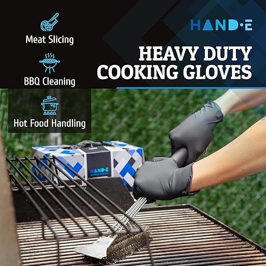 Hand-E Touch Black Nitrile Medical Gloves Disposable Medium 100 Count - Latex Free, Extra Thick 5 Mil Surgical Medical Exam Gloves, Powder Free