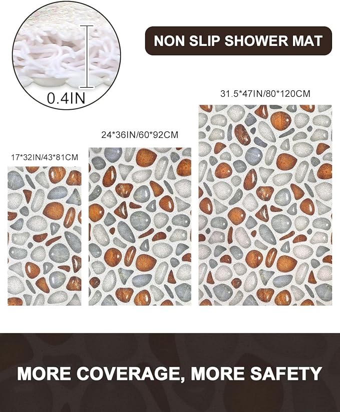 Shower Mat Non Slip: Anti Slip Shower Mats for Inside Shower, Soft PVC Loofah Shower Floor Mat, Extra Large Bath Mat for Shower, Tub, Bathroom, Floor, Kitchen, Home, Pool, Hotel, Quick Drying
