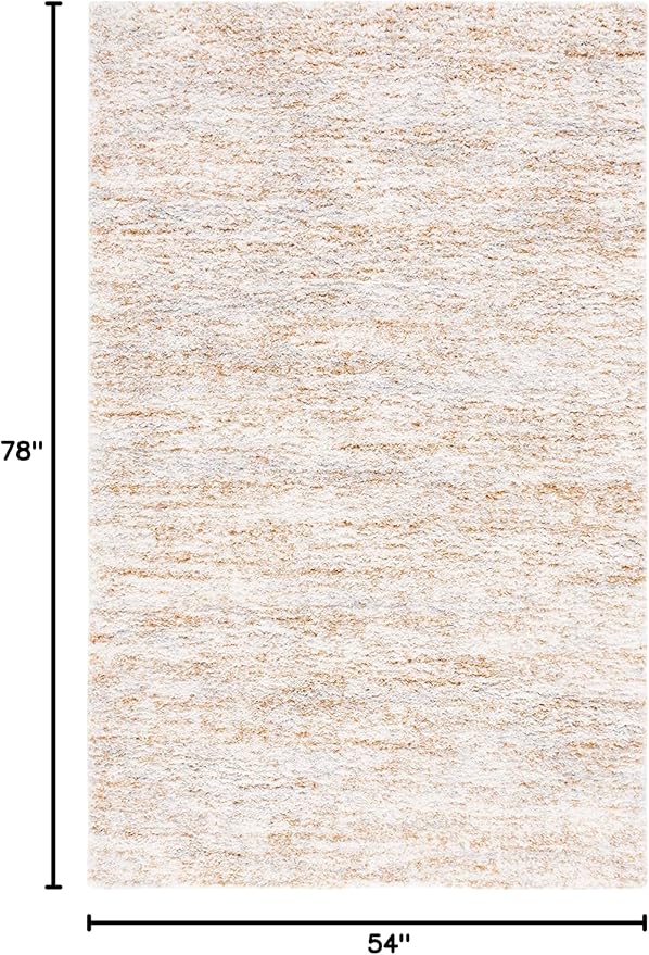 SAFAVIEH Berber Shag Collection Accent Rug - 4'5" x 6'5", Ivory & Light Gold, 1.2-inch Thick Ideal for High Traffic Areas in Entryway, Living Room, Bedroom (BER563D)