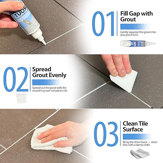 Floor-Fix Pro - Twist & Grout Repair Kit - Premixed & Waterproof Fast Tile Grout Reviver - Bathroom, Shower, Kitchen (White, 8.8 Fl Oz)