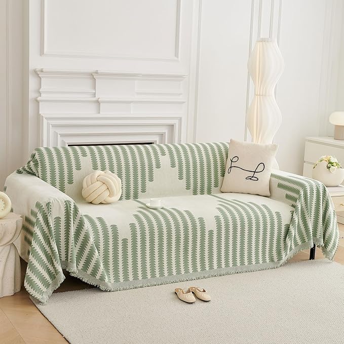 HAOMAIJIA Boho Sofa Covers Couch Covers for 3 Cushion Couch Sofa Pet Friendly Soft Thick Couch Cover for Dogs Washable Sectional Couch Covers L Shape Furniture Protector (Sage Green, 91"x118")