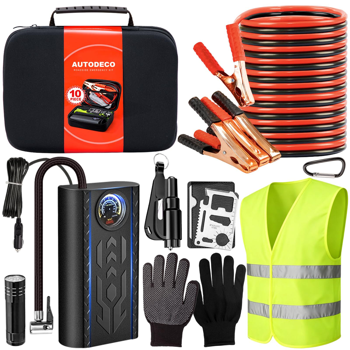 Car Roadside Emergency Kit, Portable Auto Air Compressor - Image 1