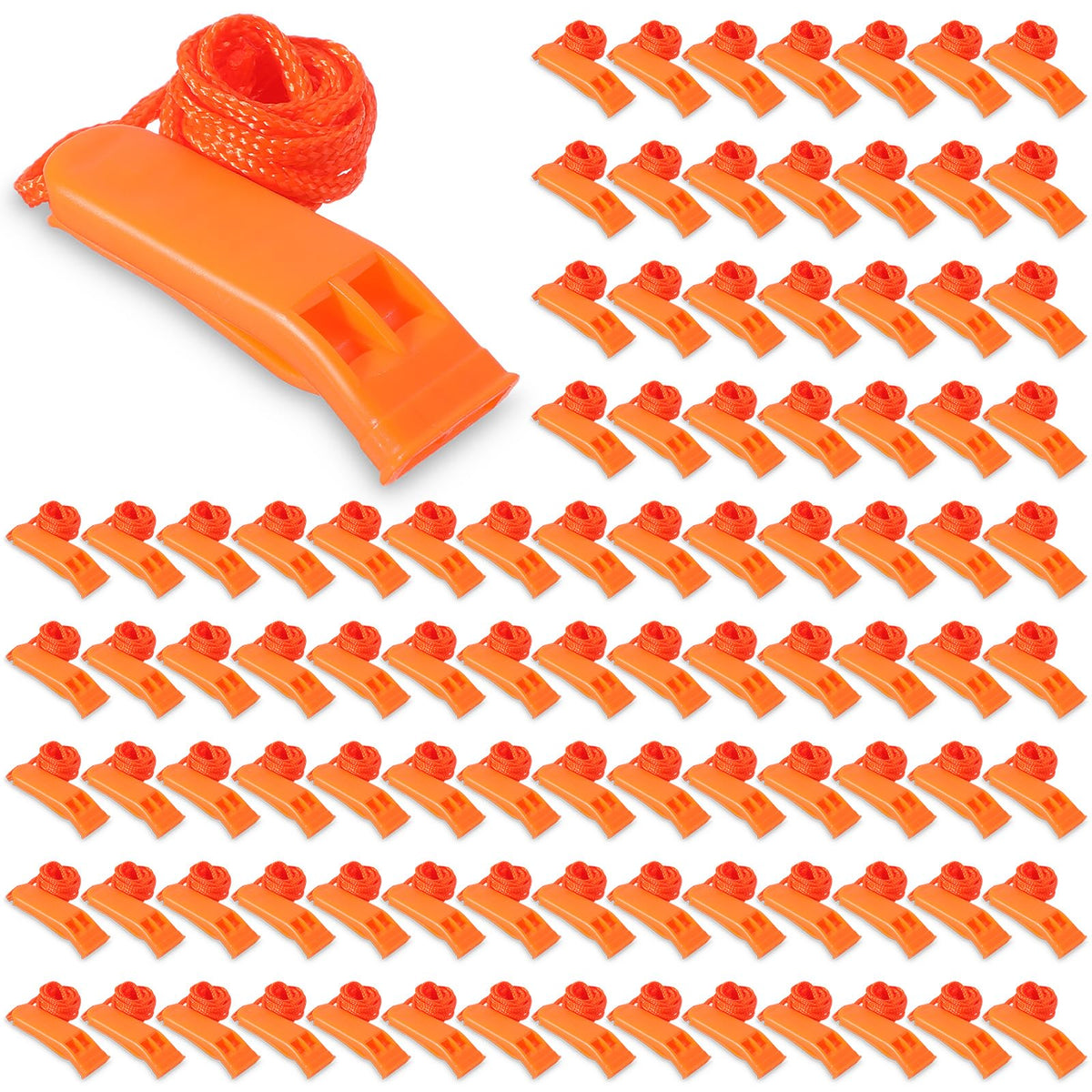 100 Pack Emergency Whistles with Lanyard Safety Whistles - Image 1