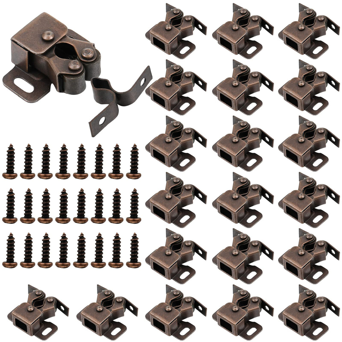 20 Pcs Cabinet Door Latch and Catch Hardware, Brown - Image 1
