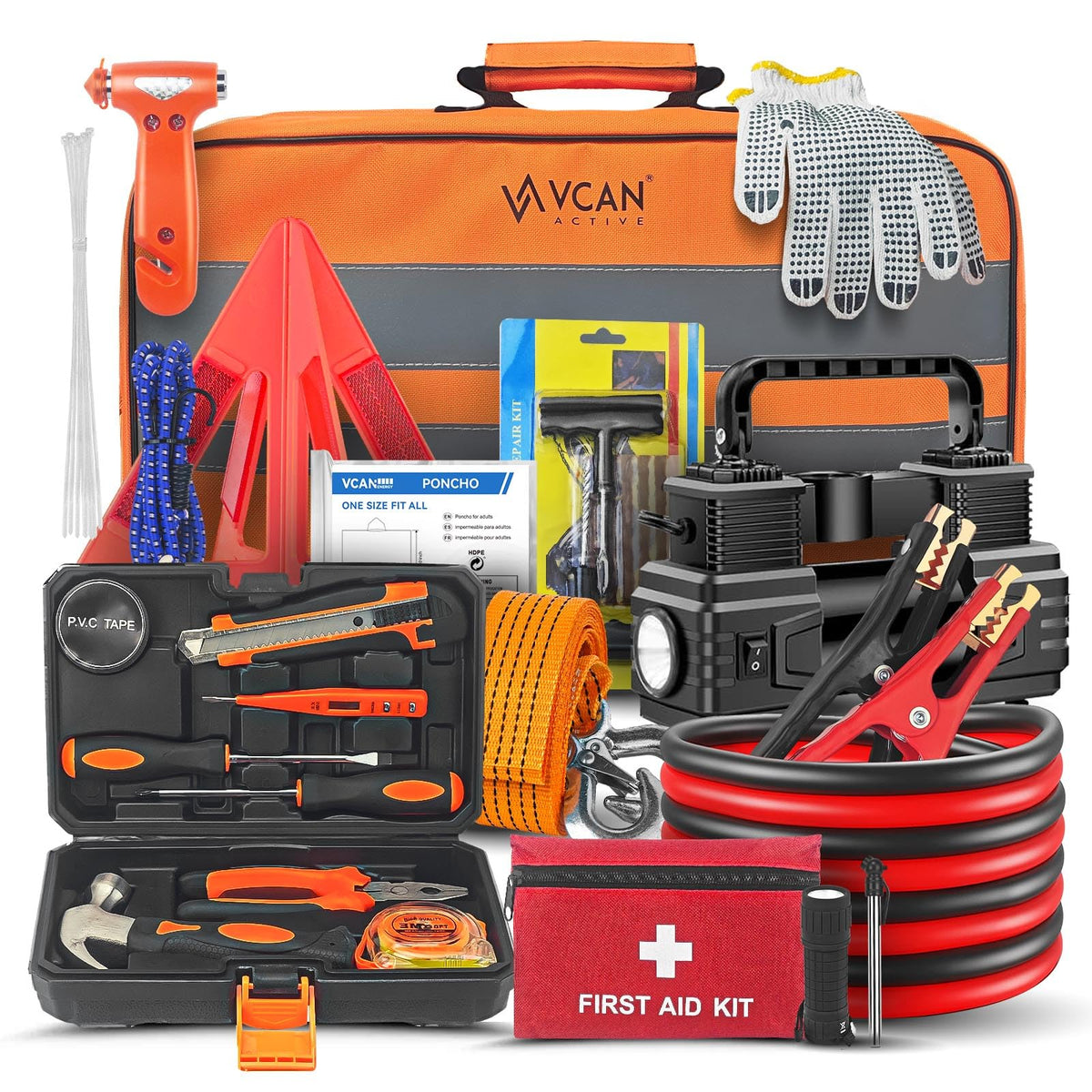 Car Emergency Kit with Portable Air Compressor, First Aid Kit - Image 1