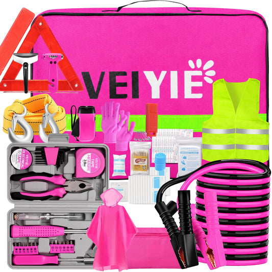 Pink Roadside Car Emergency Kit for Women, Safety Kit - Image 1