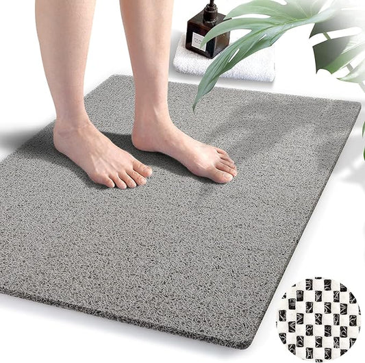 godehone Shower Mats Non Slip Without Suction Cups, PVC Loofah Bathroom Mats, Loofah Mats for Shower and Bathroom, Quick Drying, 23.6× 34.6 Inch, Grey